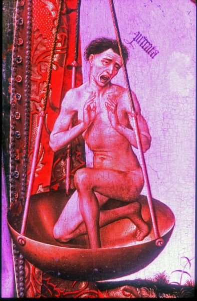 Museum of the H�tel Dieu, Beaune- a sinner being weighed in St Michael's scales